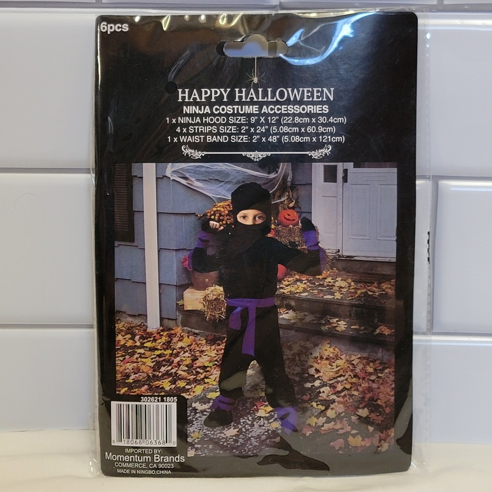 Blue & Black Ninja Halloween Costume Accessories 6 Pc‎ Hood Kids Youth One Size